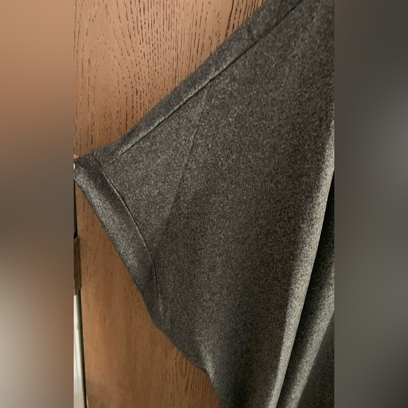 Plain V-Neck Elbow Length Grey Shirt - Picture 2 of 4